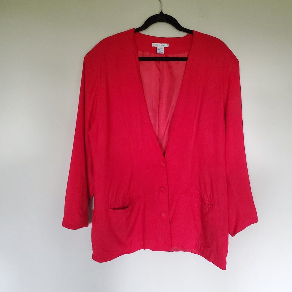 Vintage blazer jacket in bright bold red. L